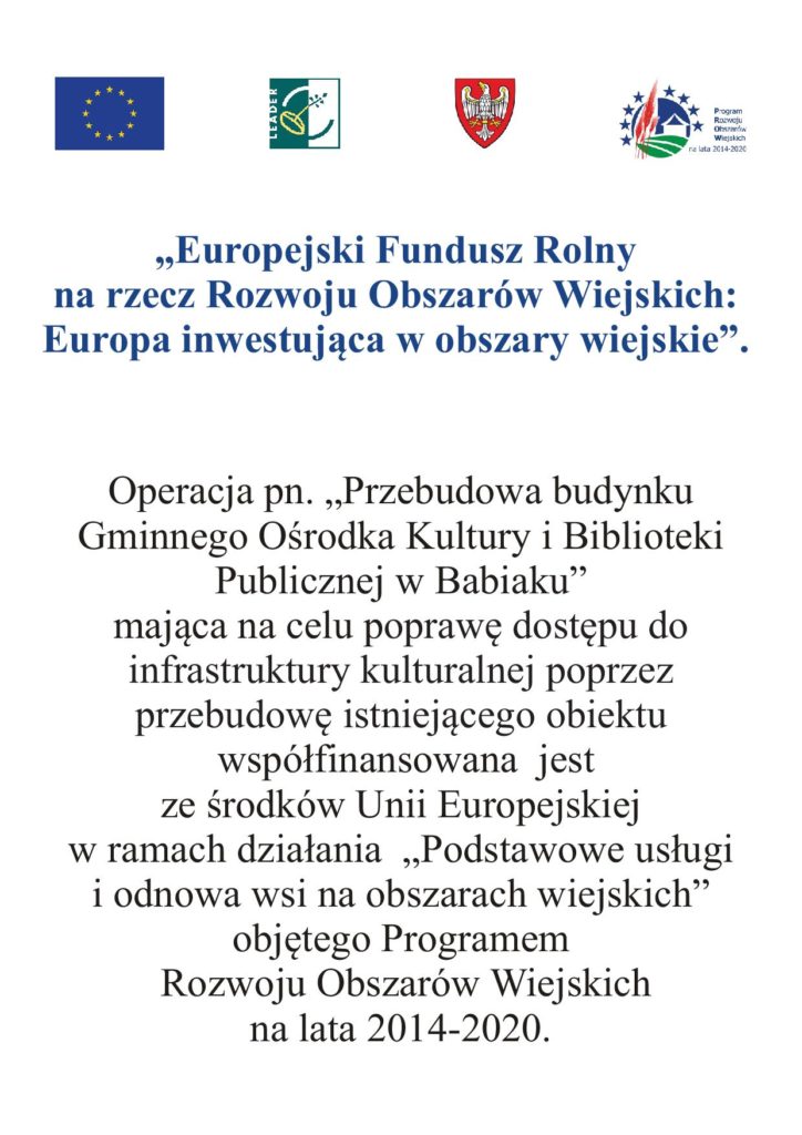 Informacja o przebudowei GOKiBP dofinansowanie z Unii Europiejskiej