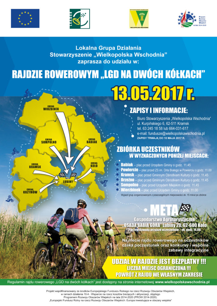 Rajd rowerowy organizowany przez stowarzyszenie Wielkopolska Wschodnia.