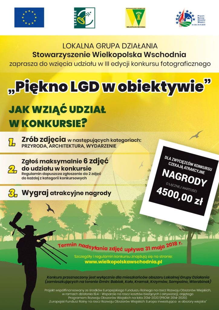 Konkurs fotograficzny "Piękno LGD w obiektywie" organizator stoważyszenie Wielkopolska Wschodnia.